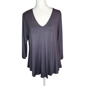 Comfy USA Charcoal Gray V Neck Swing 3/4 Sleeve Top Size Medium